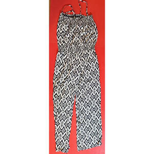 INC International Concepts Black & White Geometric Print Jumpsuit Women's Small